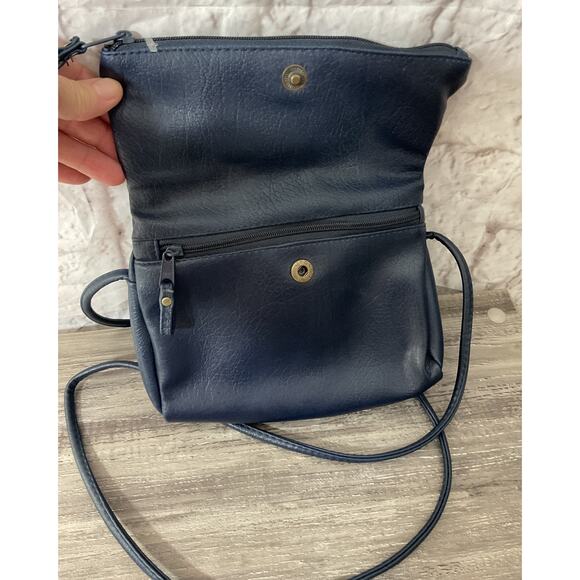 Vintage Sarne Genuine Sarné Womens Purse Bag Navy 1970s Crossbody - Picture 2 of 10